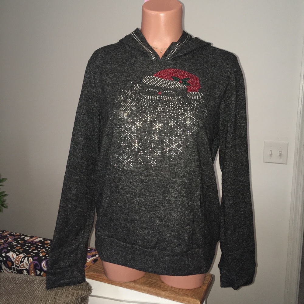Above & Beyond Petite Medium rhinestone Santa Christmas sweater